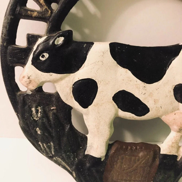 Vtg Cast  Iron Cow Welcome Door Hanger Sign Farmhouse Decor - Picture 2 of 15